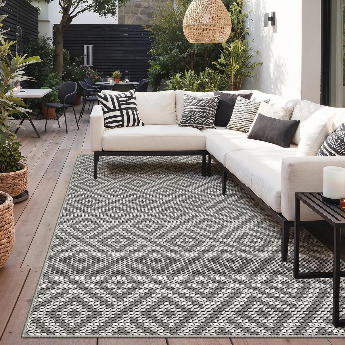 GENIMO Outdoor Rug, Waterproof Plastic Rugs for Patio, 5'x8' Cloud Grey