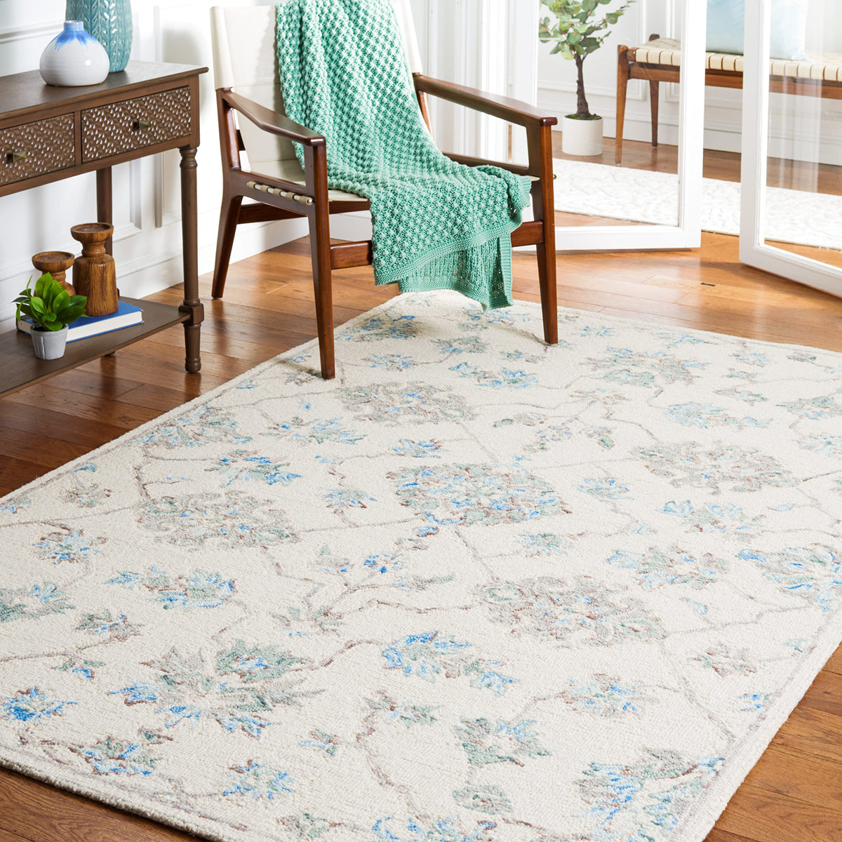 SAFAVIEH Micro-Loop Collection Area Rug - 9' x 12', Ivory & Grey, Handmade Wool, Ideal for High Traffic Areas in Living Room, Bedroom (MLP534F)