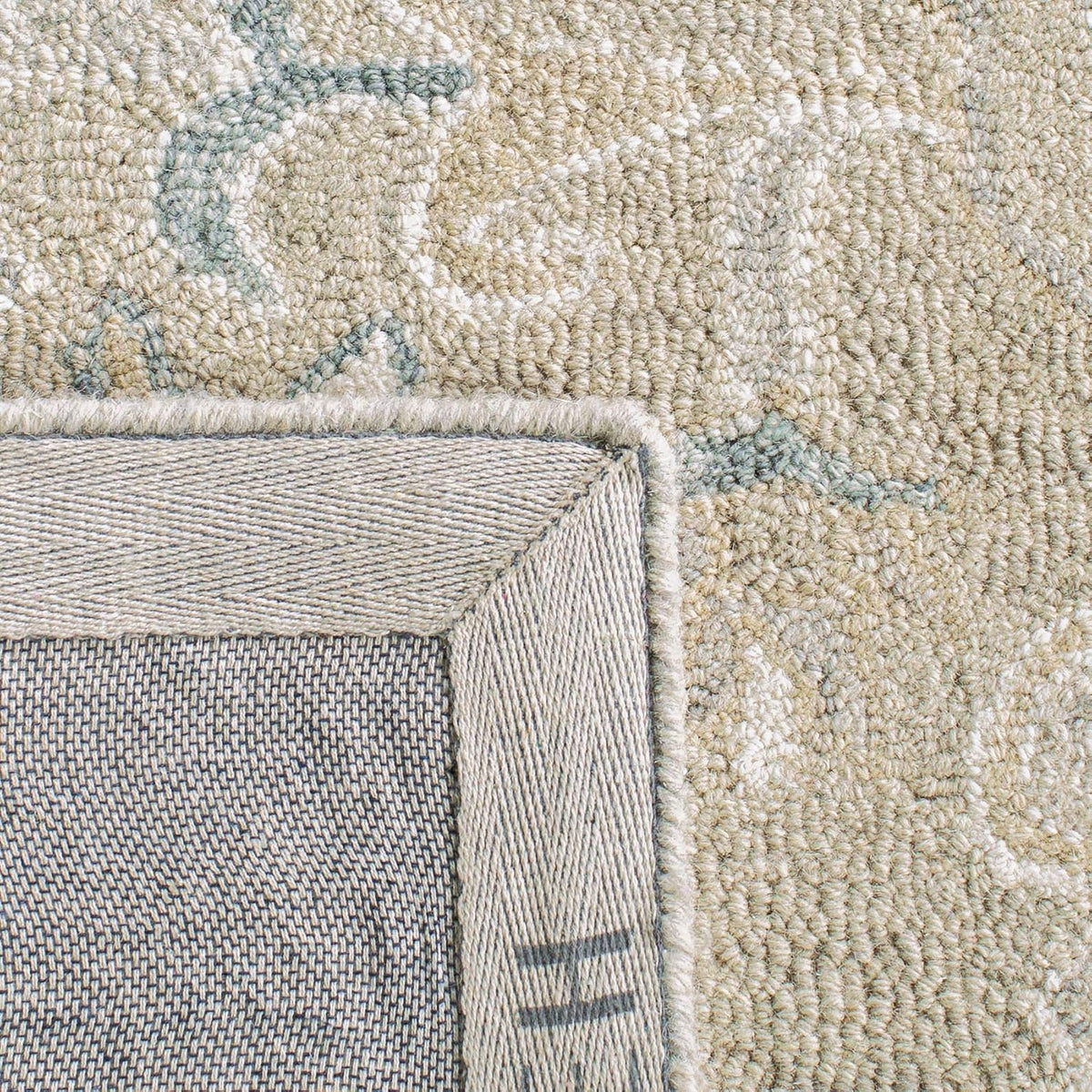 SAFAVIEH Micro-Loop Collection Area Rug - 5' Square, Light Grey & Ivory, Handmade Medallion Wool, Ideal for High Traffic Areas in Living Room, Bedroom (MLP505F)