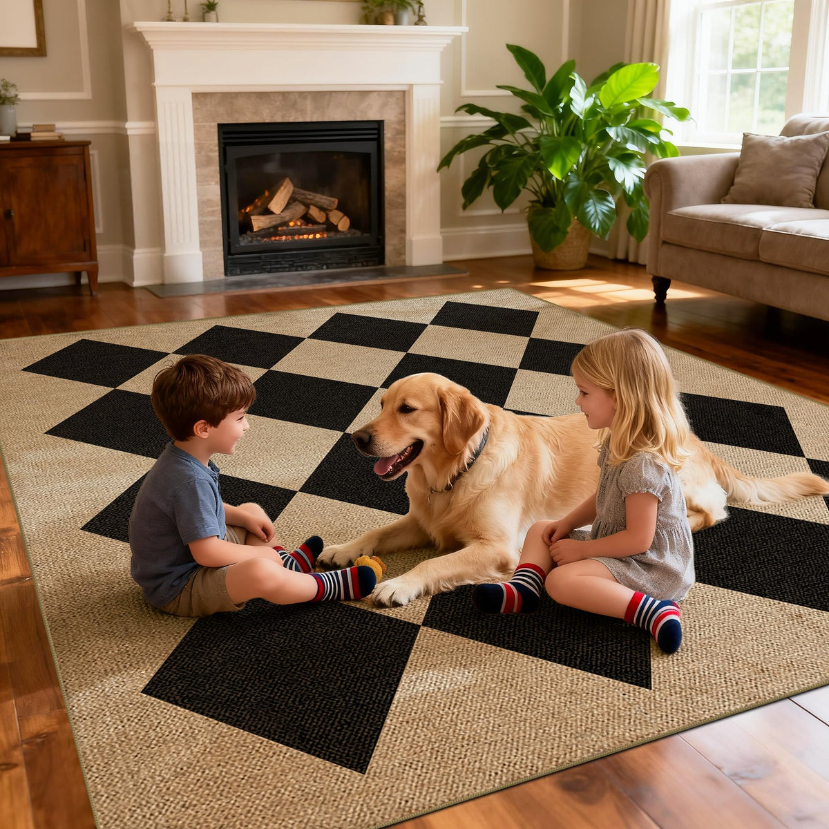 Washable 8x10 Modern Rainbow Easy Jute Indoor Outdoor Rug for Living Room