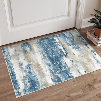 GENIMO 9x12 Area Rug Washable Non Slip for Living Room, Navy Blue Gray