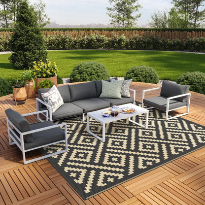 GENIMO Outdoor Rug, Waterproof Plastic Rugs for Patio, 5'x8' Cloud Grey