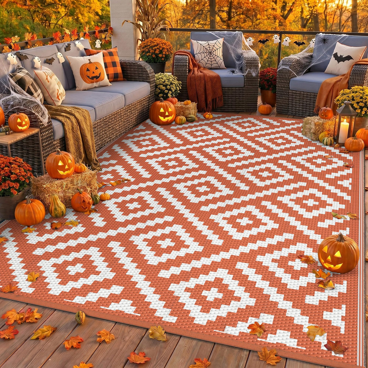 GENIMO Outdoor Rug, Waterproof Plastic Rugs for Patio, 5'x8' Cloud Grey