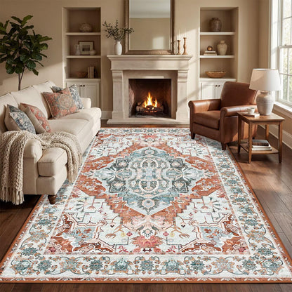 Washable 6x9 Area Rug for Living Room, Non-Slip Large Grey Bedroom Rugs