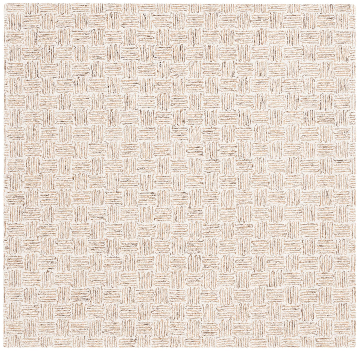 SAFAVIEH Micro-Loop Collection Area Rug - 5' Square, Light Grey & Ivory, Handmade Wool, Ideal for High Traffic Areas in Living Room, Bedroom (MLP537F)