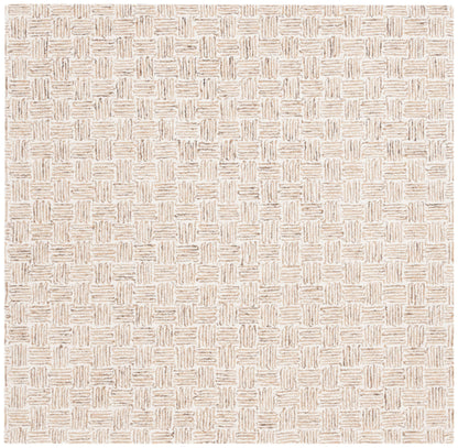 SAFAVIEH Micro-Loop Collection Area Rug - 5' Square, Light Grey & Ivory, Handmade Wool, Ideal for High Traffic Areas in Living Room, Bedroom (MLP537F)