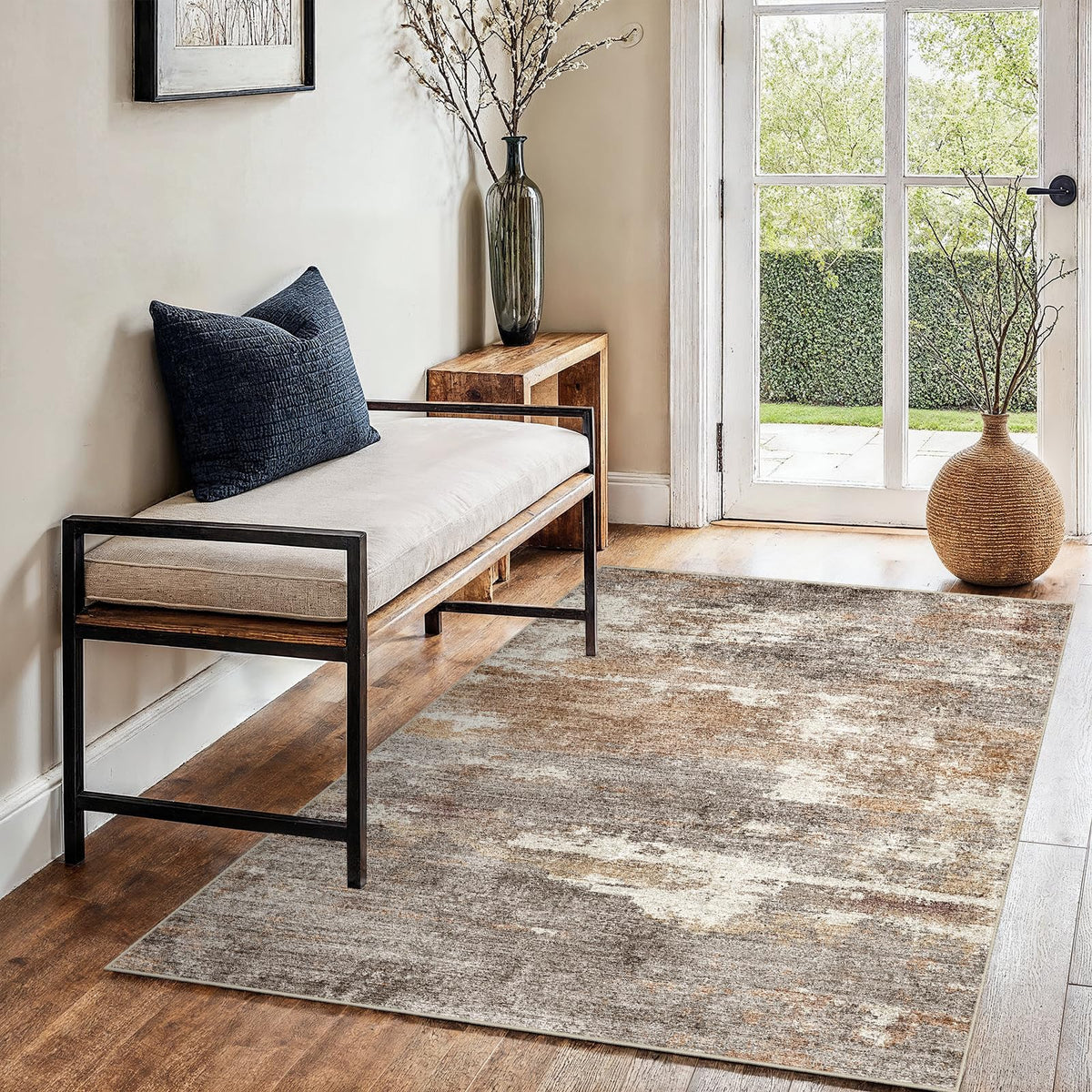 2'6"x8 Runner Rug Washable Moroccan: Non Slip Kitchen Long Floor Mat Gray