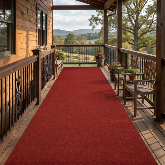 jxgzyy Red Runner Rug 2'11" x 9'10" with Scraper Pile for Outdoor, Garage