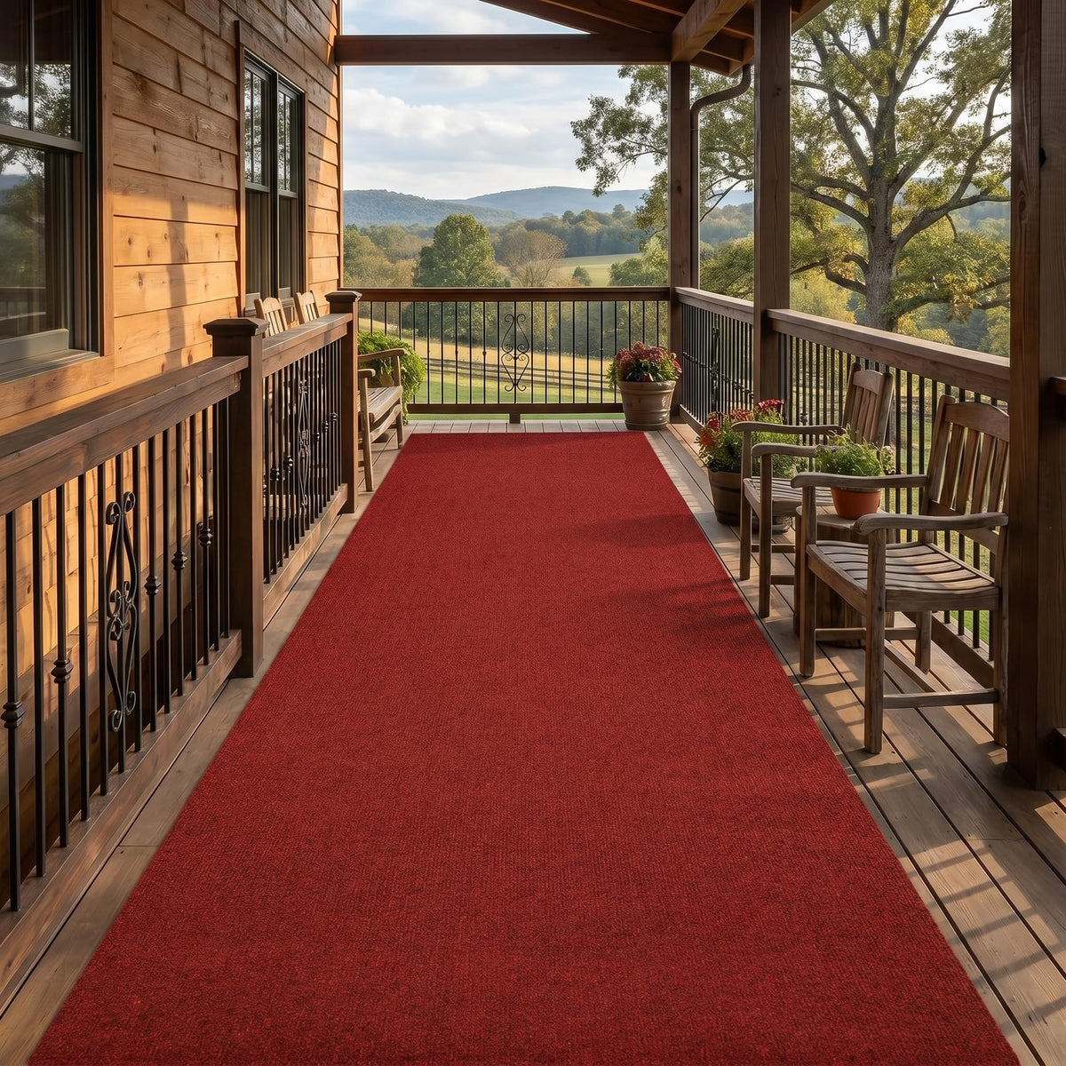 jxgzyy Red Runner Rug 2'11" x 9'10" with Scraper Pile for Outdoor, Garage