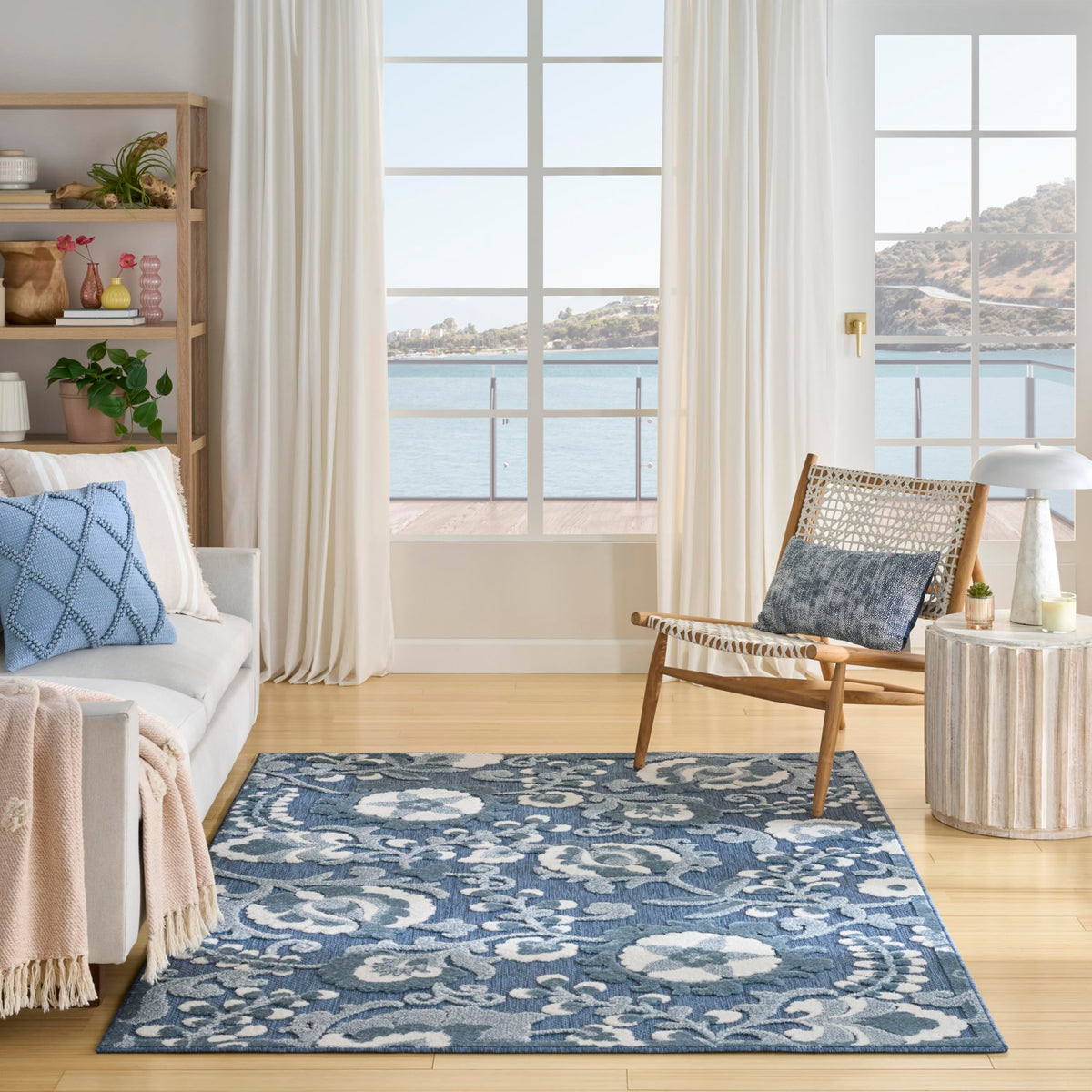Nourison Home Aloha Natural Blue 2'3" x 10' Area Rug - Easy Clean, Non Shedding, Bed Room, Living Room, Dining Room, Kitchen (10' Runner)