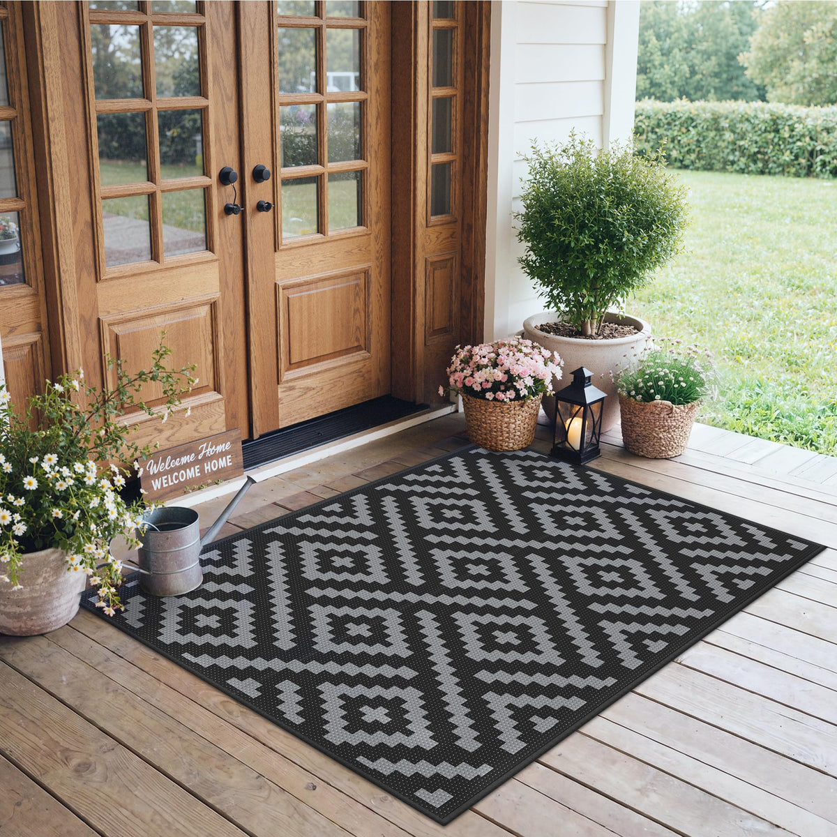 GENIMO Outdoor Rug, Waterproof Plastic Rugs for Patio, 5'x8' Cloud Grey
