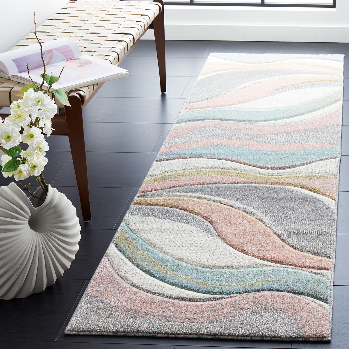 SAFAVIEH Hollywood Area Rug 10'6"x14', Modern Grey & Blue HLW766F