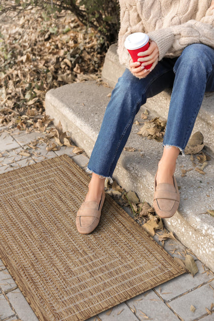 Adiva Rugs Outdoor Indoor Area Rug, Weather Resistant, Easy to Clean, Stain Resistant Floor Mat for Dining Room, Backyard, Deck, Patio (Wooden, 9' x 12')