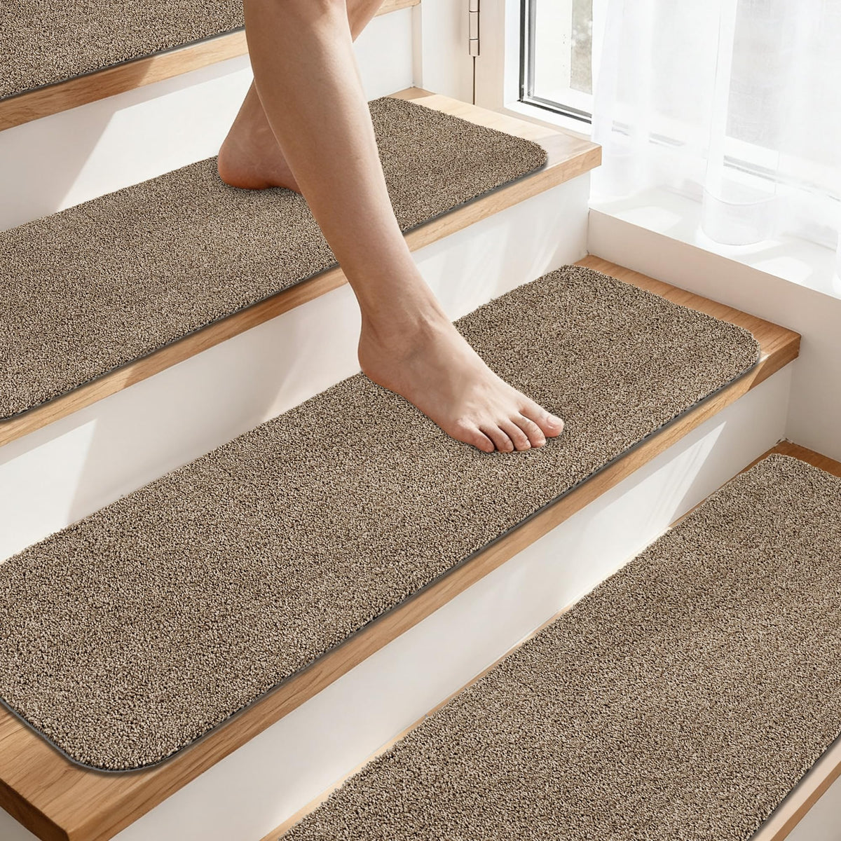 COSY HOMEER Stair Treads for Wooden Steps Non-Slip Carpet Mat,15pcs,Grey