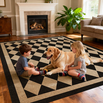 Washable 8x10 Modern Rainbow Easy Jute Indoor Outdoor Rug for Living Room