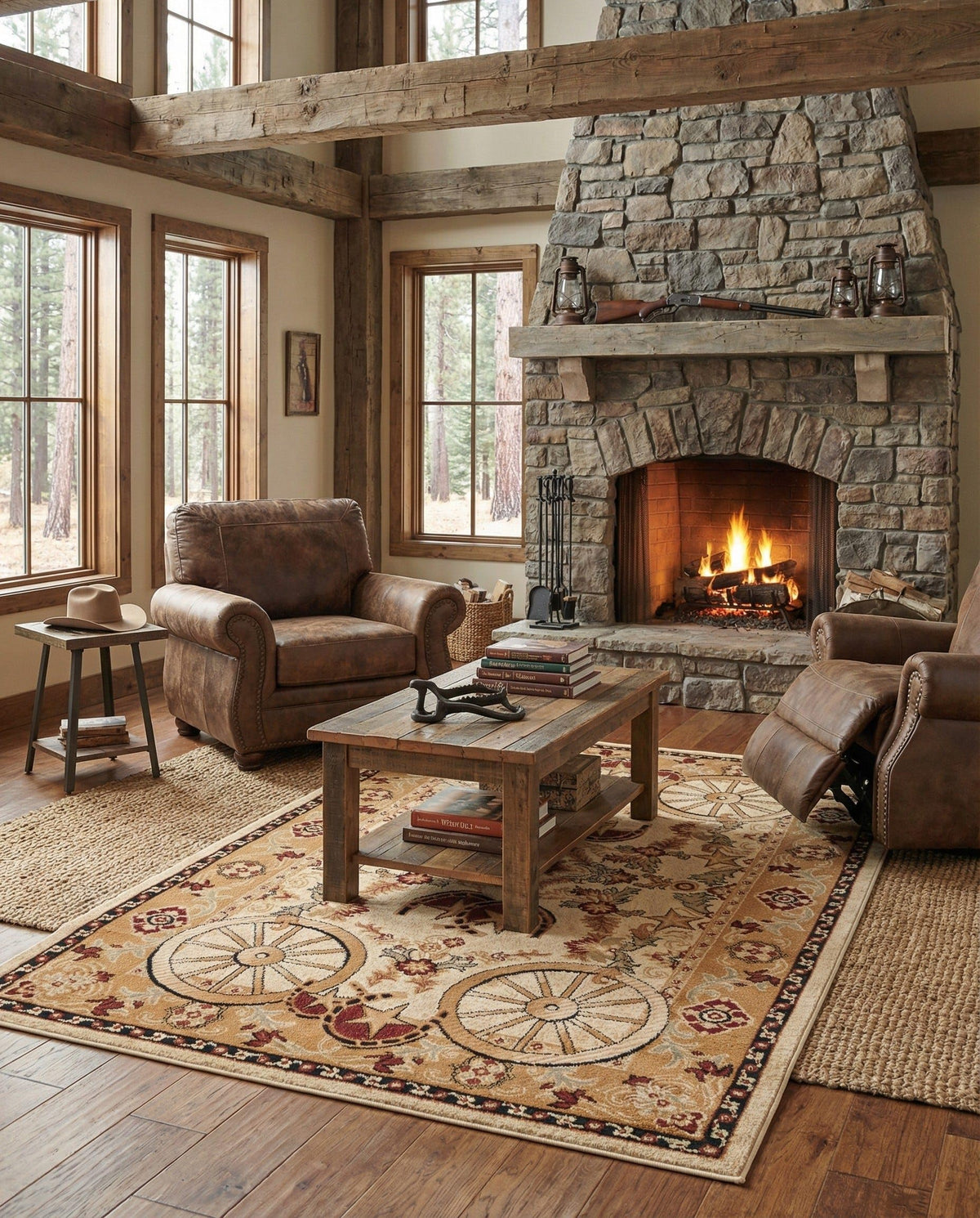 Rugs.com - Pioneer Rug – 5 Ft Square Ivory Easy-Clean Rug – Rustic Decor for Living Rooms, Bedrooms, and Entryways