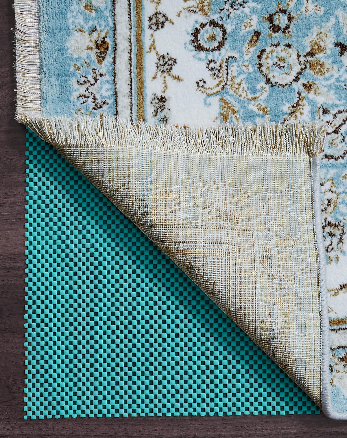 Veken 8x10 Ft Rug Pad Gripper for Hardwood Floors, Non Slip Dark Blue Rug Pads for Area Rugs, Thick Rug Grippers for Tile Floors, Under Carpet Anti Skid Mat, Keep Your Rugs Safe and in Place
