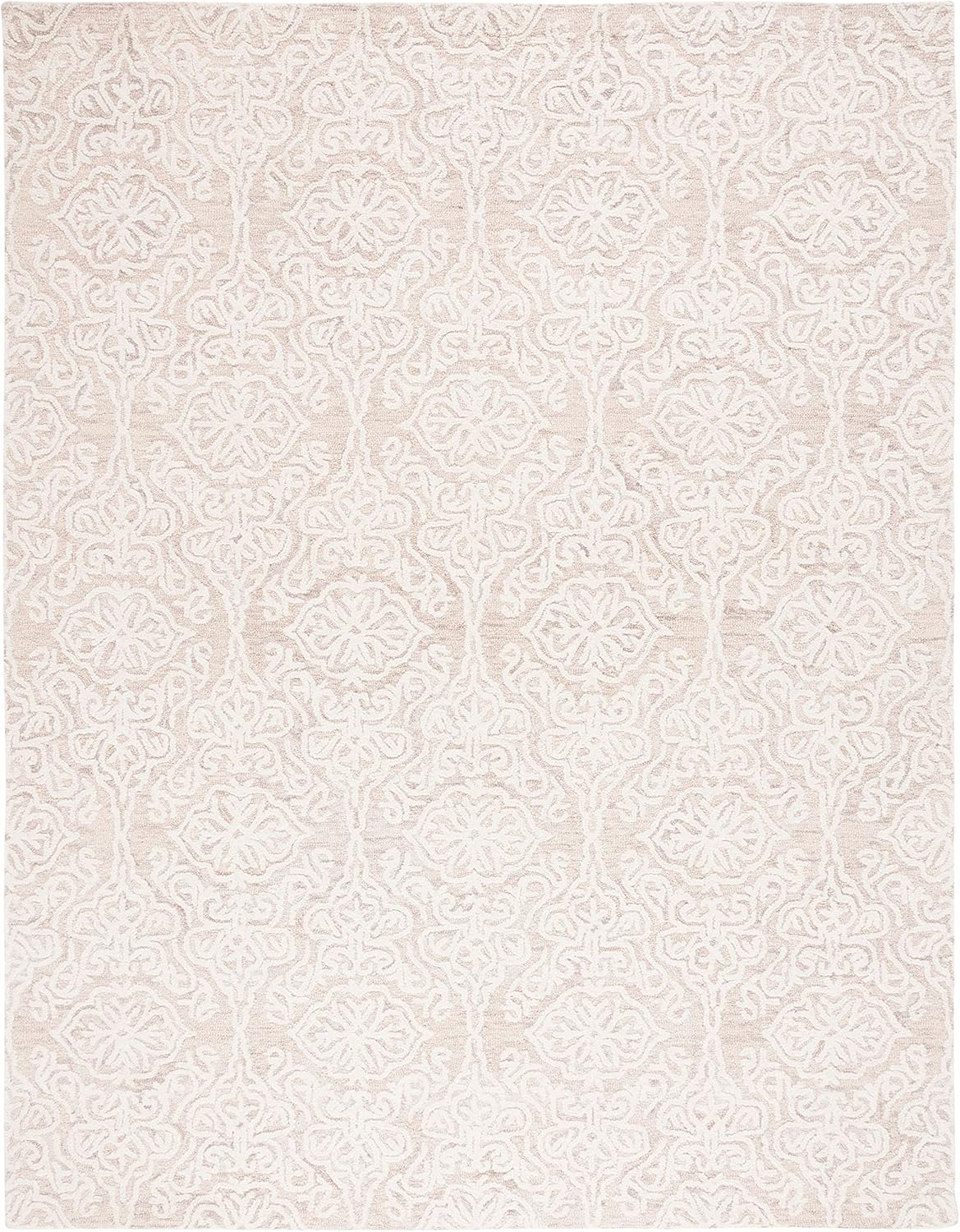 SAFAVIEH Blossom Collection Area Rug - 9' x 12', Beige & Ivory, Handmade Wool, Ideal for High Traffic Areas in Living Room, Bedroom (BLM112B)