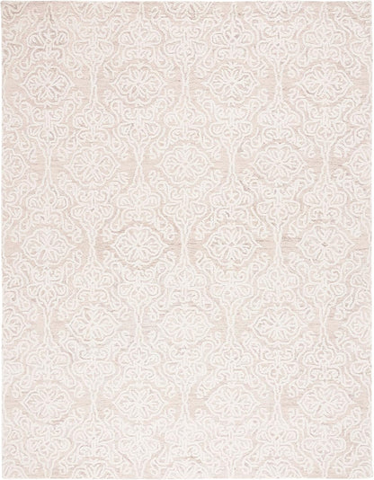SAFAVIEH Blossom Collection Area Rug - 9' x 12', Beige & Ivory, Handmade Wool, Ideal for High Traffic Areas in Living Room, Bedroom (BLM112B)