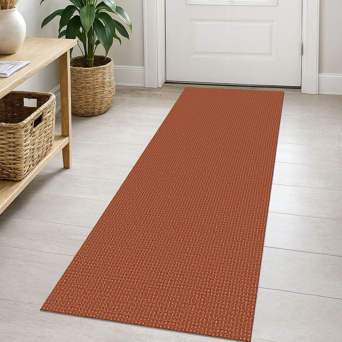 EARTHALL Woven Area Rug 3x5 Ft Washable Rugs for Entryway Braided Non Slip Rubber Backed Throw Rugs Door Mat Indoor Outdoor Entrance Cotton Carpet for Kitchen Foyer Front Door, Orange/Tan/Brown