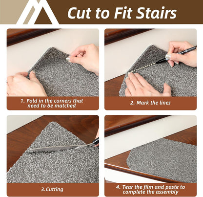 COSY HOMEER Stair Treads for Wooden Steps Non-Slip Carpet Mat,15pcs,Grey