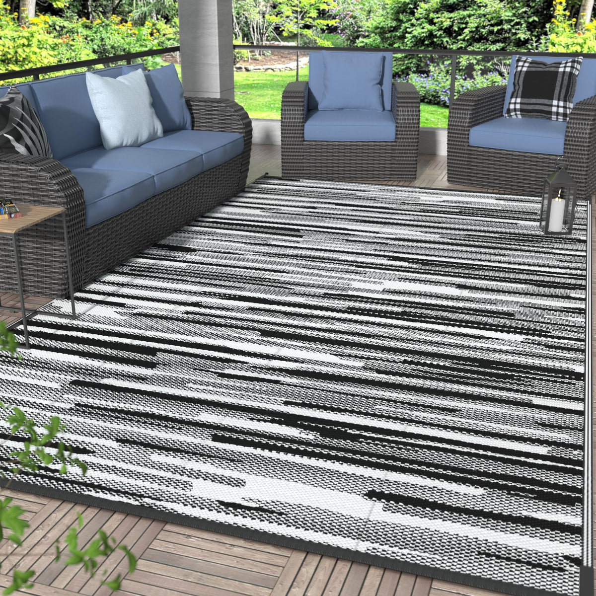 GENIMO Outdoor Rug, Waterproof Plastic Rugs for Patio, 5'x8' Cloud Grey