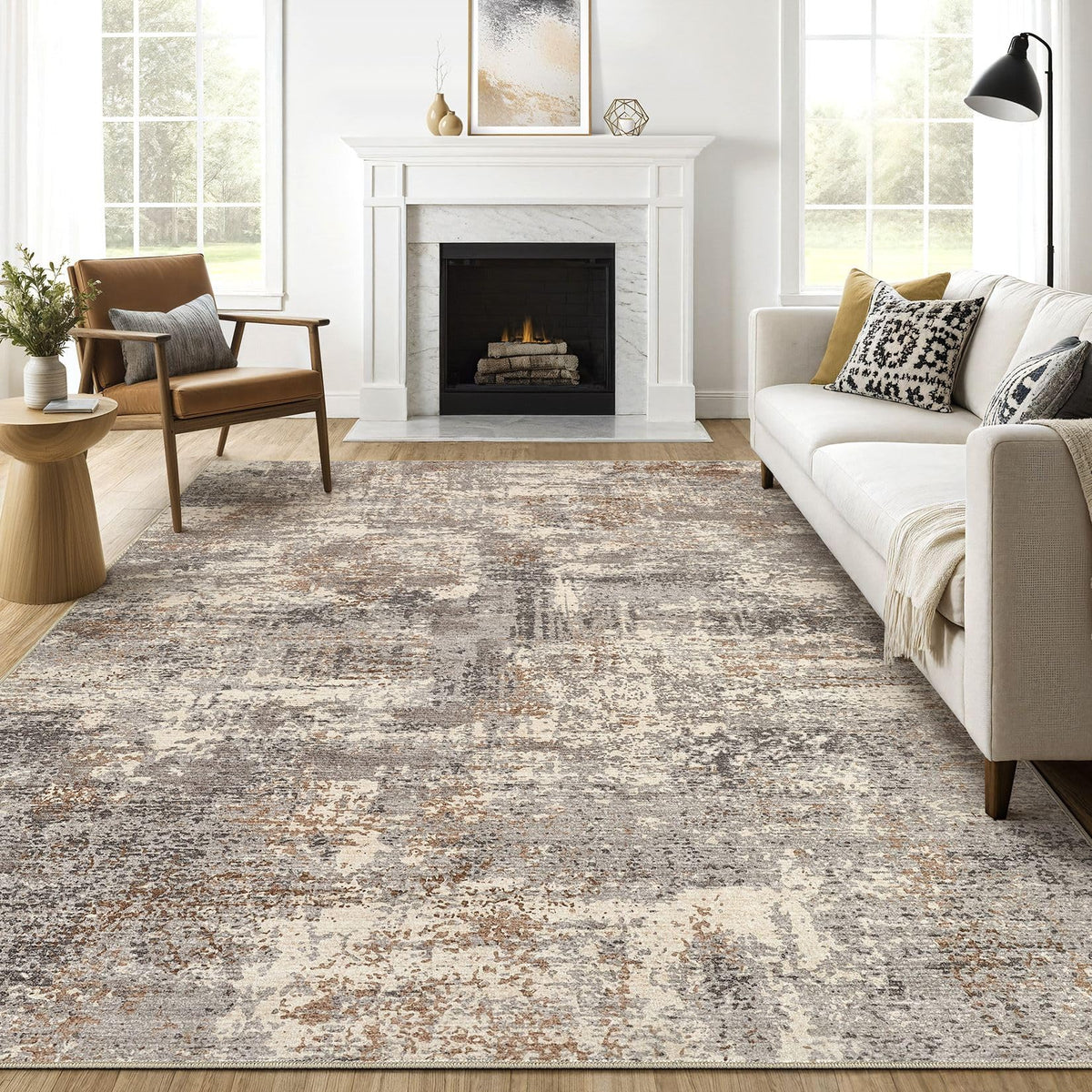 LOONGRUG 10x14 Area Rugs Washable Large Neutral Modern Living Room Rug