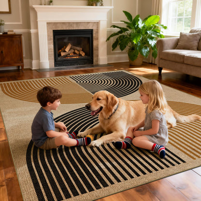 Washable 8x10 Modern Rainbow Easy Jute Indoor Outdoor Rug for Living Room