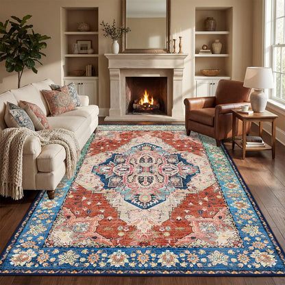 Washable 6x9 Area Rug for Living Room, Non-Slip Large Grey Bedroom Rugs