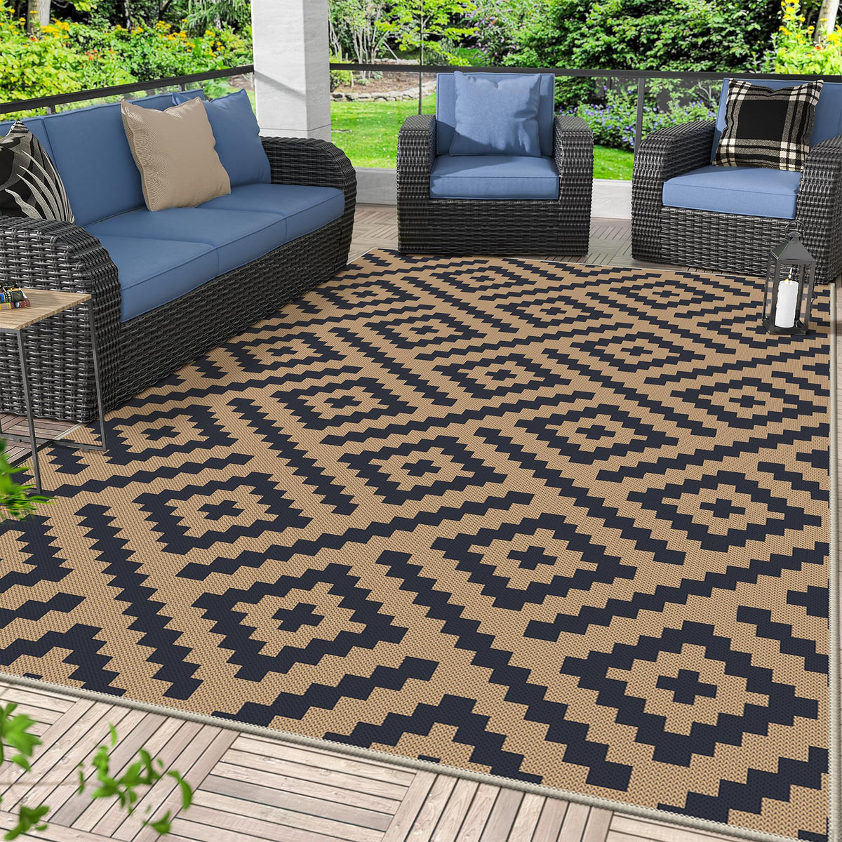 GENIMO Outdoor Rug, Waterproof Plastic Rugs for Patio, 5'x8' Cloud Grey