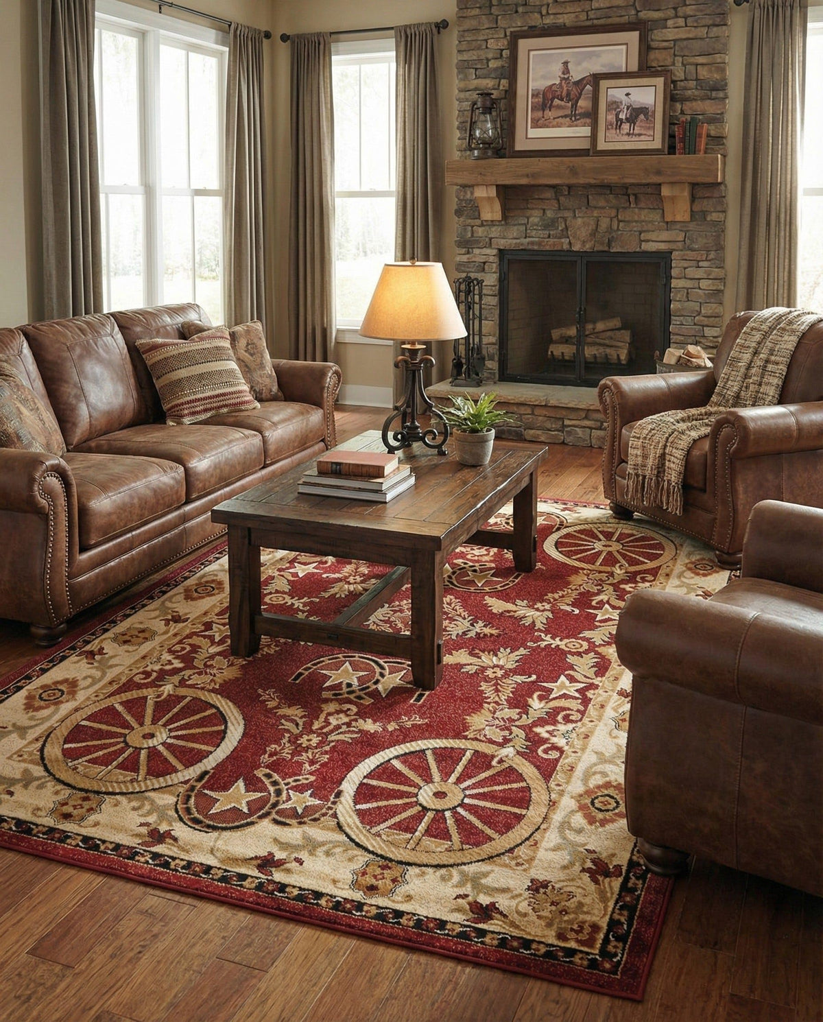 Rugs.com - Pioneer Rug – 5 Ft Square Ivory Easy-Clean Rug – Rustic Decor for Living Rooms, Bedrooms, and Entryways