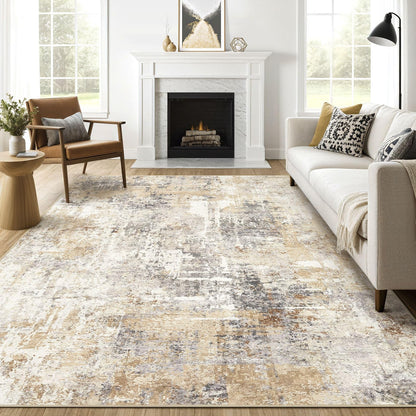 LOONGRUG 10x14 Area Rugs Washable Large Neutral Modern Living Room Rug