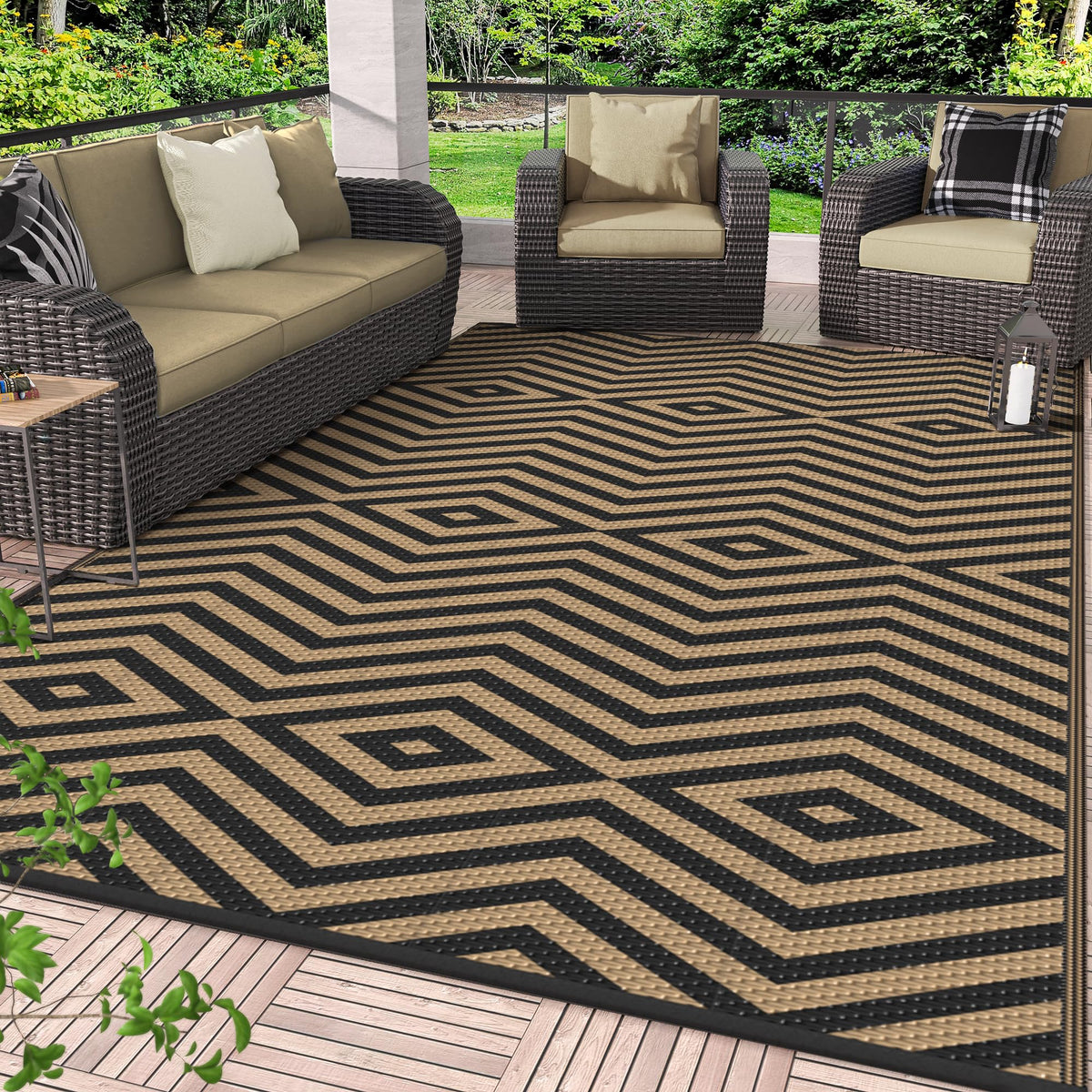 GENIMO Outdoor Rug, Waterproof Plastic Rugs for Patio, 5'x8' Cloud Grey