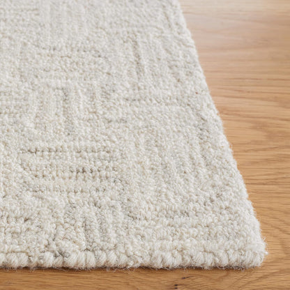 SAFAVIEH Micro-Loop Collection Area Rug - 5' Square, Light Grey & Ivory, Handmade Wool, Ideal for High Traffic Areas in Living Room, Bedroom (MLP537F)