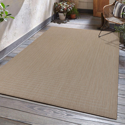 Adiva Rugs Outdoor Indoor Area Rug, Weather Resistant, Easy to Clean, Stain Resistant Floor Mat for Dining Room, Backyard, Deck, Patio (Wooden, 9' x 12')