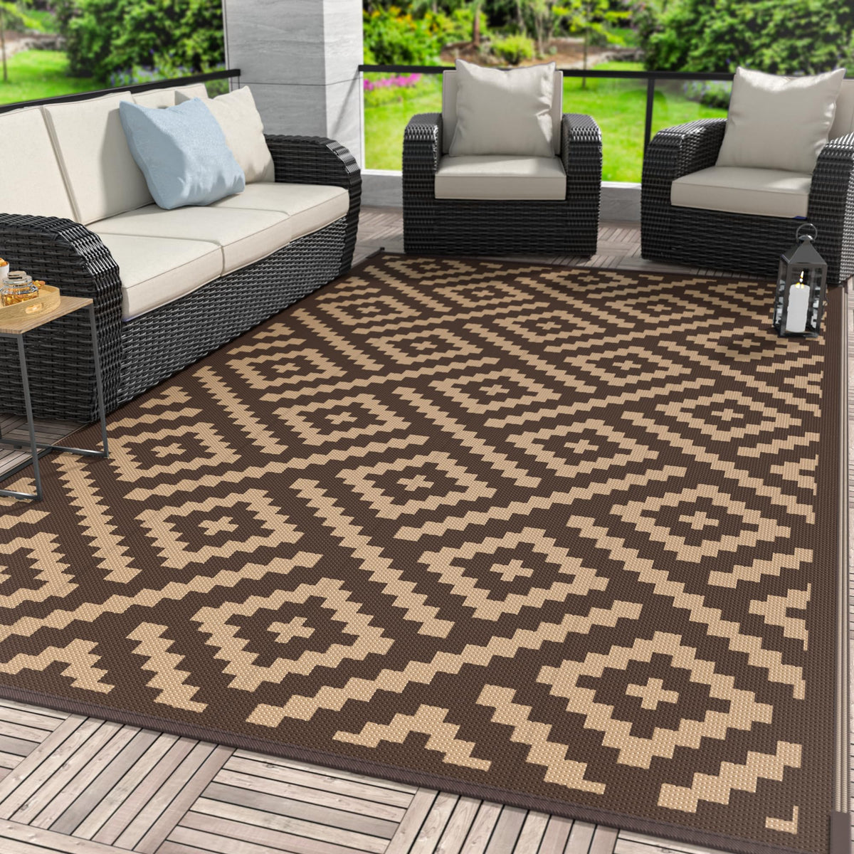 GENIMO Outdoor Rug, Waterproof Plastic Rugs for Patio, 5'x8' Cloud Grey
