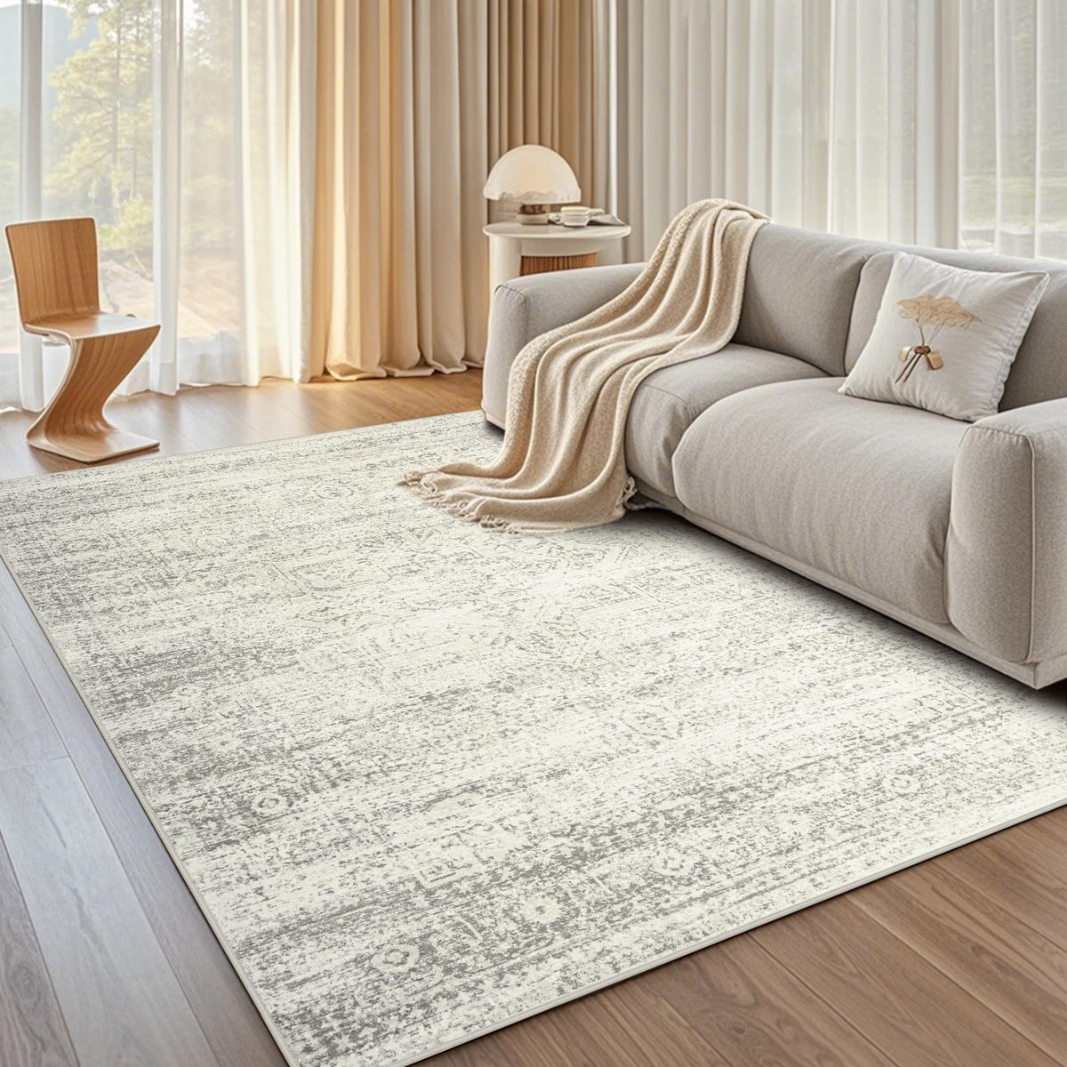 Washable Rugs 8x10 Area Rug for Living Room,Bedroom,Dining Room-Beige Green