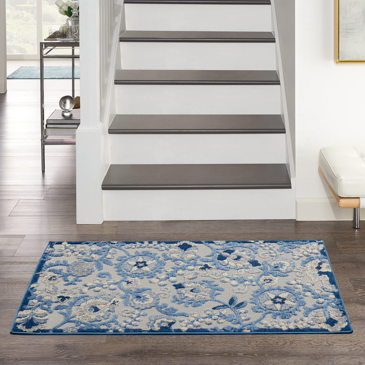 Nourison Home Aloha Natural Blue 2'3" x 10' Area Rug - Easy Clean, Non Shedding, Bed Room, Living Room, Dining Room, Kitchen (10' Runner)