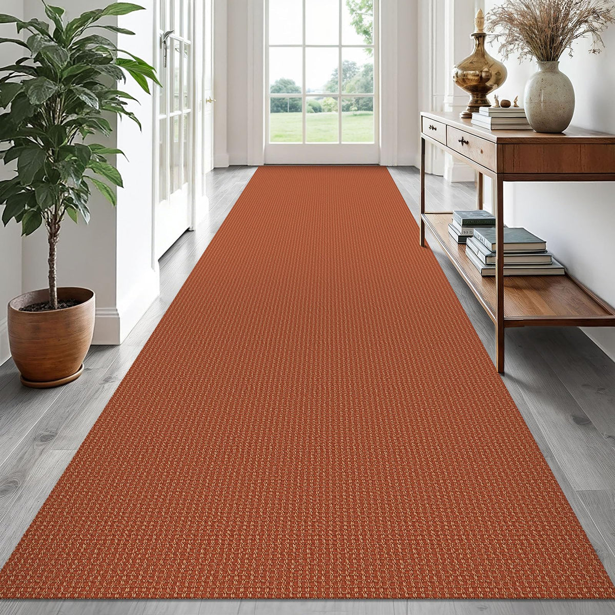 EARTHALL Woven Area Rug 3x5 Ft Washable Rugs for Entryway Braided Non Slip Rubber Backed Throw Rugs Door Mat Indoor Outdoor Entrance Cotton Carpet for Kitchen Foyer Front Door, Orange/Tan/Brown