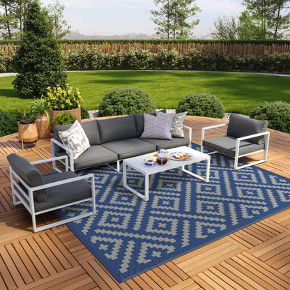 GENIMO Outdoor Rug, Waterproof Plastic Rugs for Patio, 5'x8' Cloud Grey