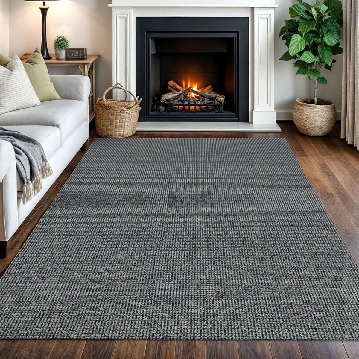 IOHOUZE Washable Area Rug 3x5 Non Slip Rubber Backed Woven Rugs for Entryway Rugs Indoor Outdoor Doormat Throw Rug Floor Carpet for Entrance Kitchen Front Door, Olive Green/Earthy Green