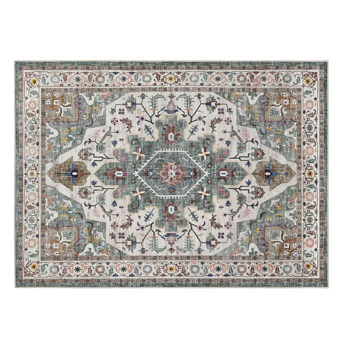 HOOBRO 2 x 3 Area Rugs Washable, Small Rugs for Entryway Kitchen Bathroom Mat Indoor Low Pile Soft Rug, Non-Slip Backing Stain Resistant Carpets, Pet Friendly Machine Washable, Vintage Beige EF01AR01