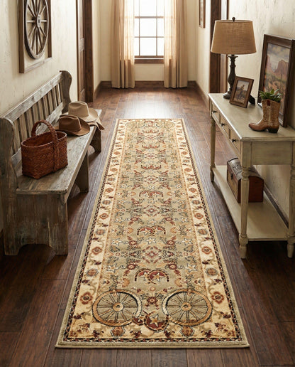 Rugs.com - Pioneer Rug – 5 Ft Square Ivory Easy-Clean Rug – Rustic Decor for Living Rooms, Bedrooms, and Entryways