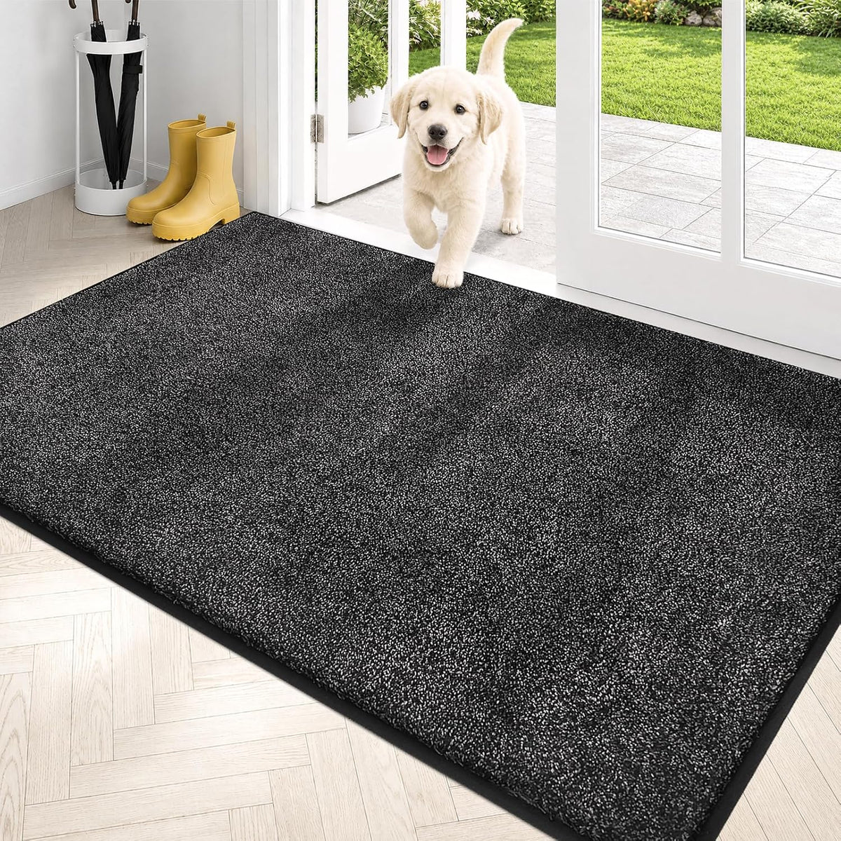 PURRUGS Dirt Trapping Indoor Door Mat, 34" x 59", Charcoal