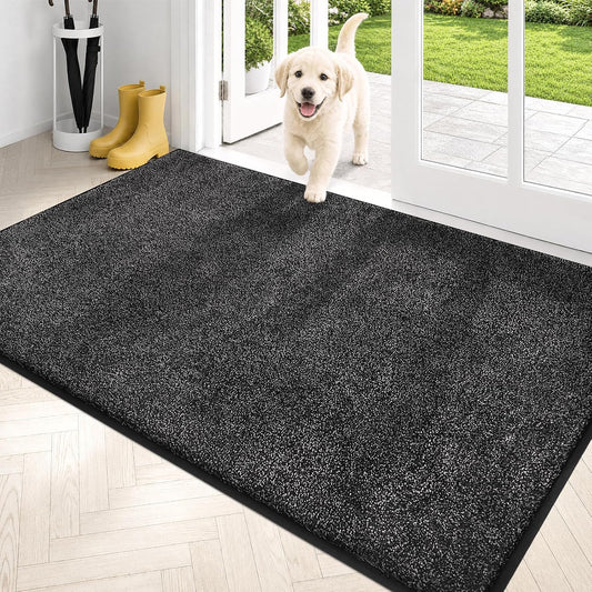 PURRUGS Dirt Trapping Indoor Door Mat, 34" x 59", Charcoal