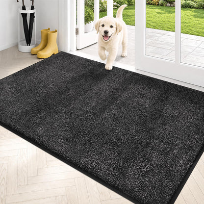 PURRUGS Dirt Trapping Indoor Door Mat, 34" x 59", Charcoal
