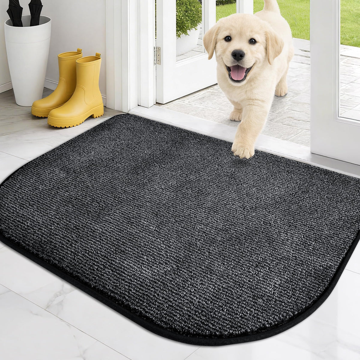 PURRUGS Dirt Trapping Indoor Door Mat, 20" x 31.5", Heathered Charcoal