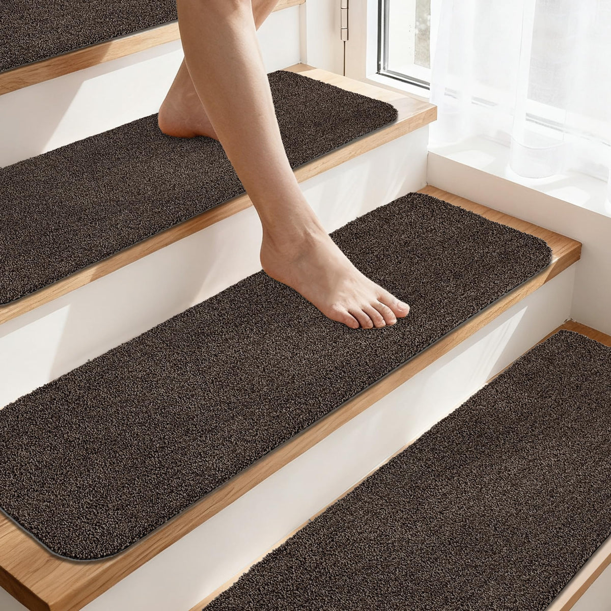 COSY HOMEER Stair Treads for Wooden Steps Non-Slip Carpet Mat,15pcs,Grey