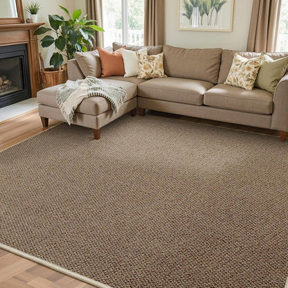 Faux Jute Area Rug 4'x6', Washable & Non-Slip, Grey & White