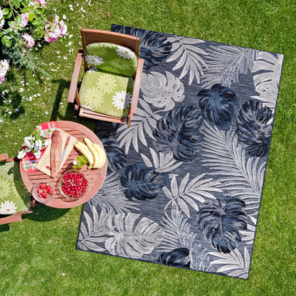 CAMILSON Indoor Outdoor Rug, Multi 5x7 Leaf Tropical Botanical Area Rugs for Indoor and Outdoor patios, Easy-Cleaning Non-Shedding Living Room, Garden and Kitchen Washable Outside Carpet (5 x 7)